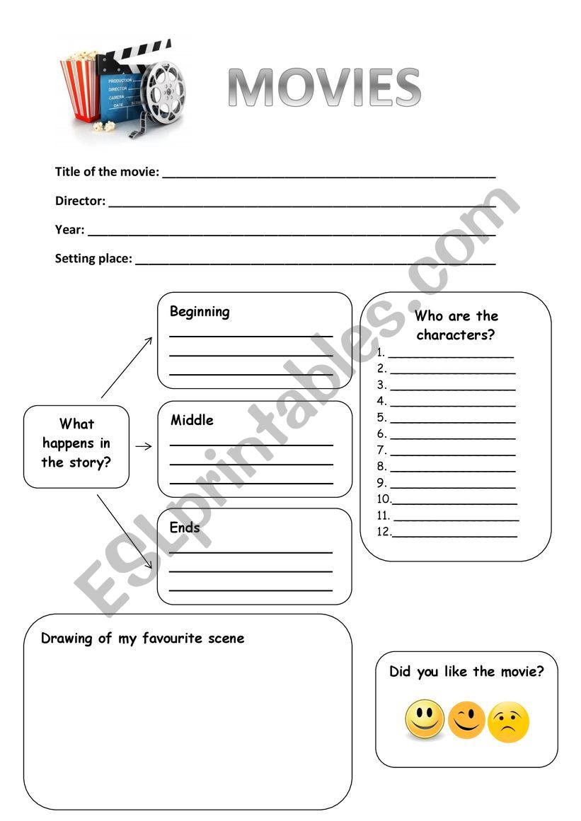 movie review worksheet esl worksheet by gemsanguera