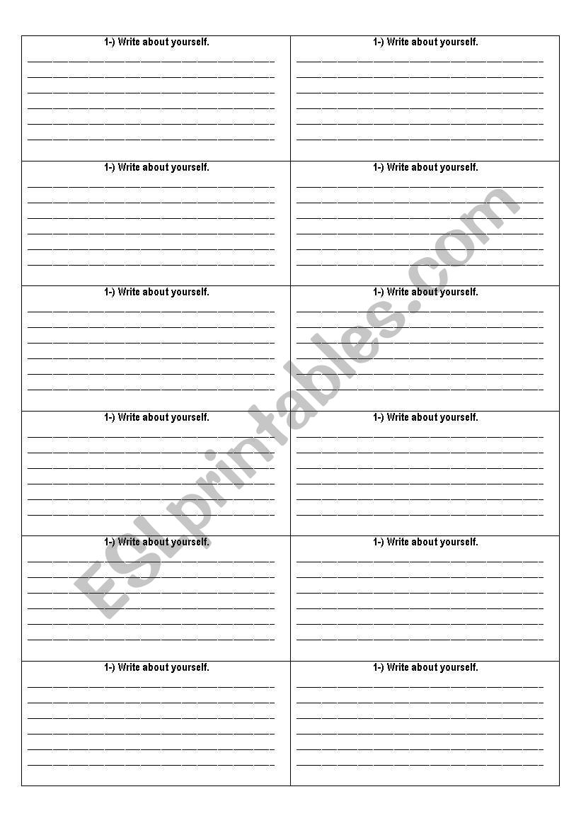 Write about yourself worksheet