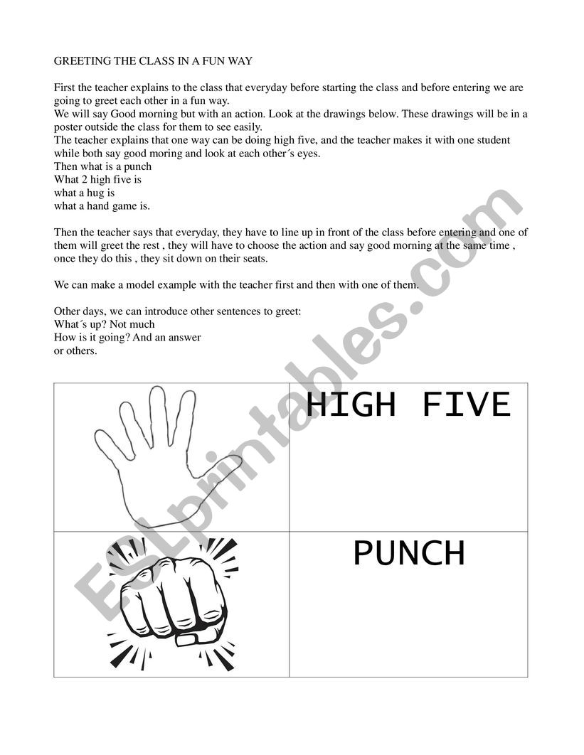 Different and fun ways to greet the English class