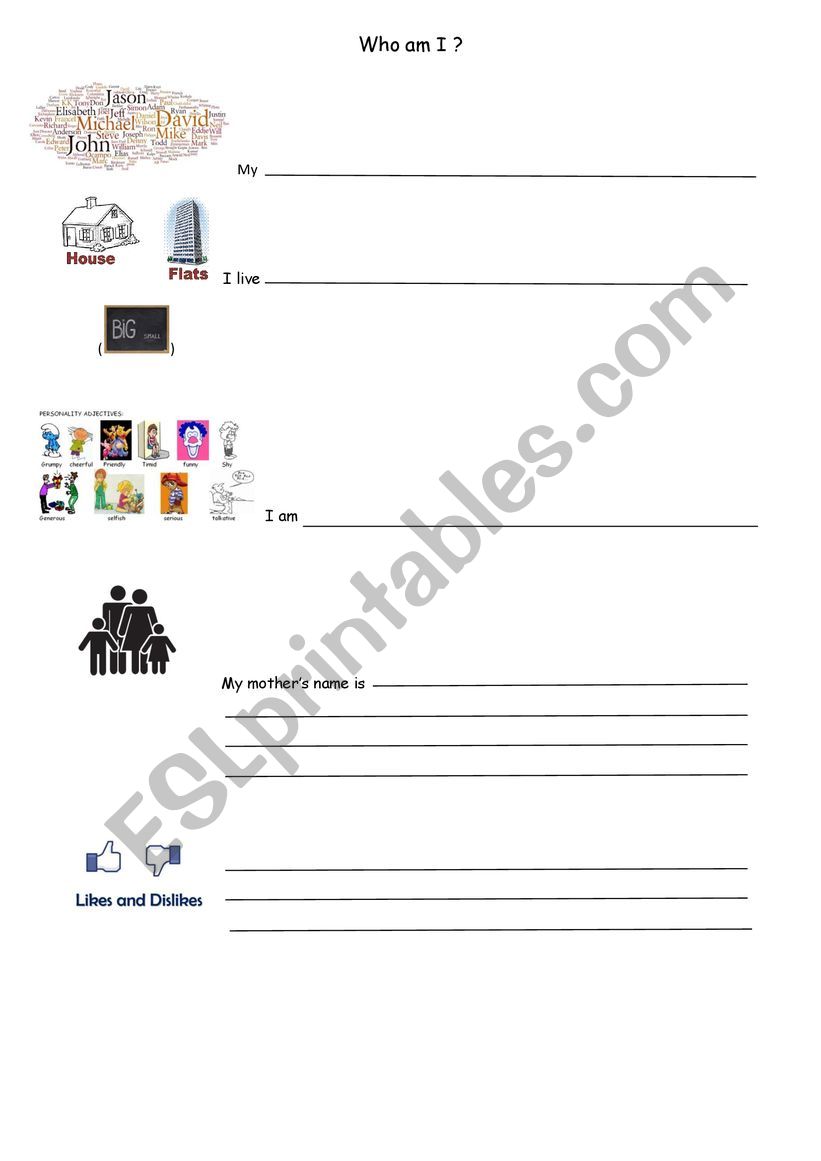 Who am I? worksheet