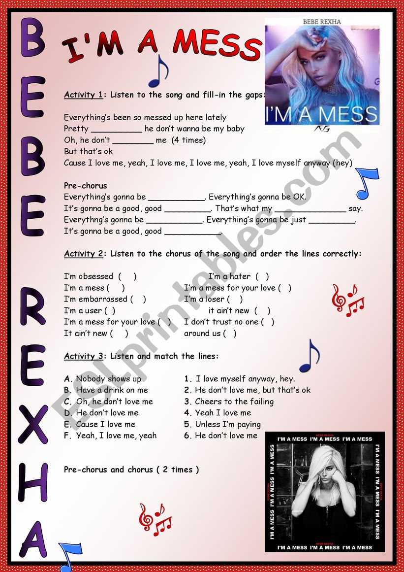 Im a mess - Bebe Rexha worksheet