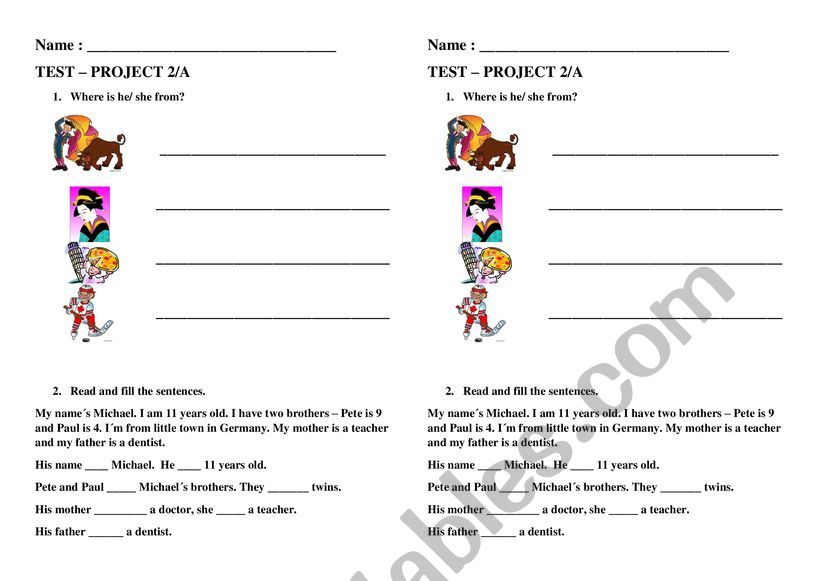 Test Project 2A worksheet