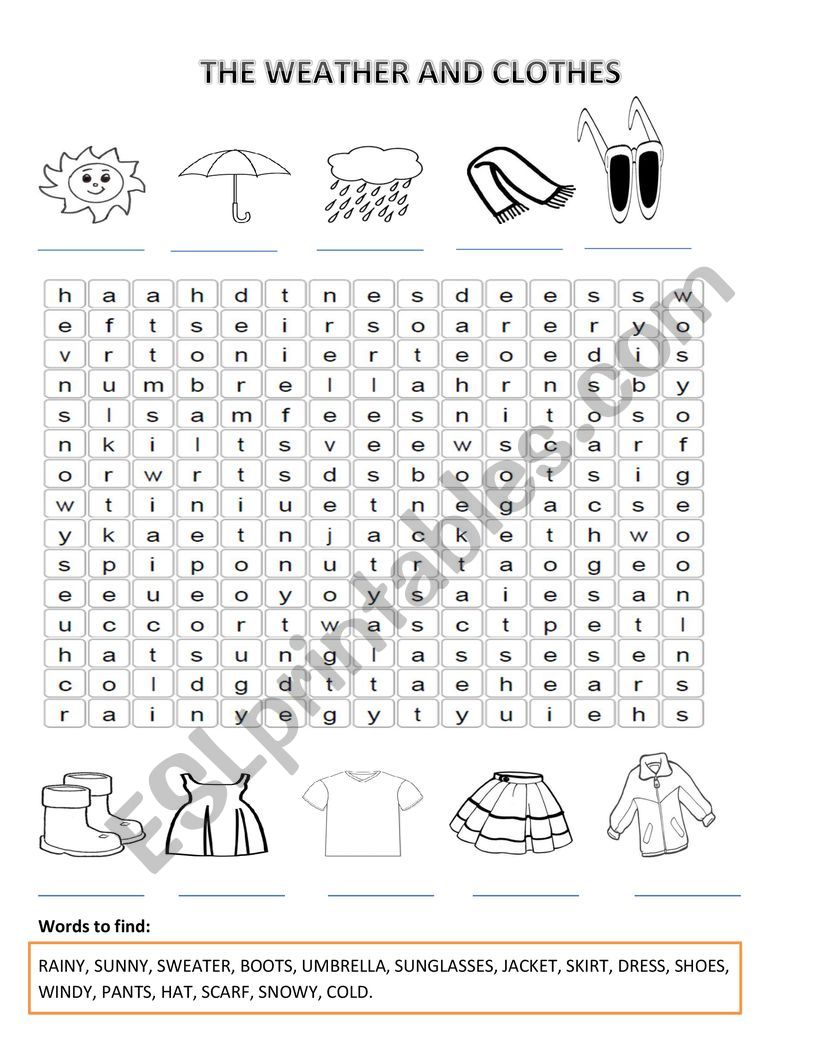 weather and clothes worksheet