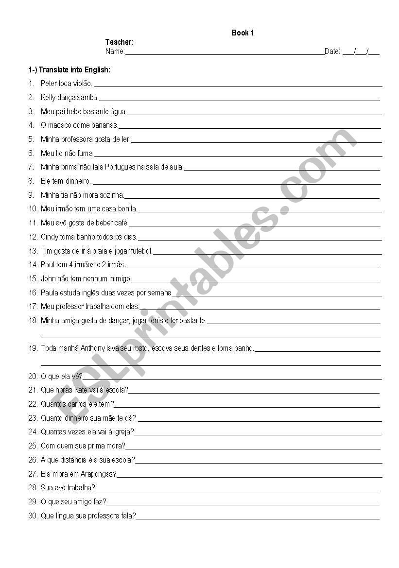 Basic questions worksheet