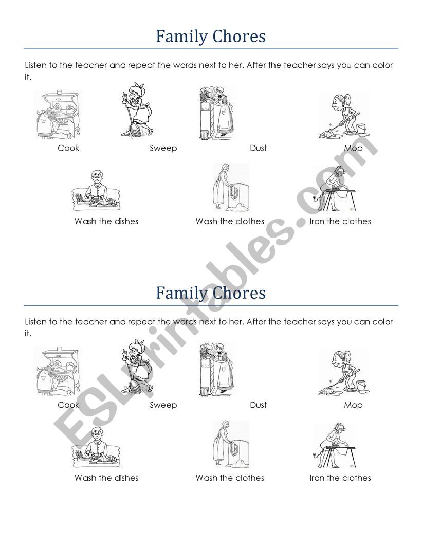 Family chores  worksheet