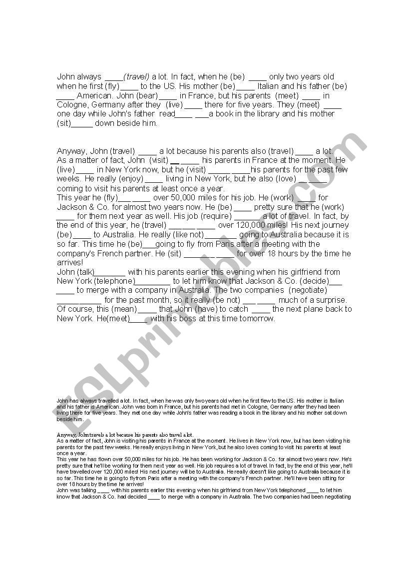 Tenses worksheet