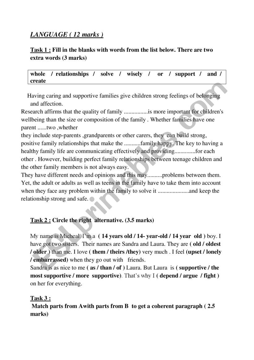 language exercises concerning the first module for 9th Forms