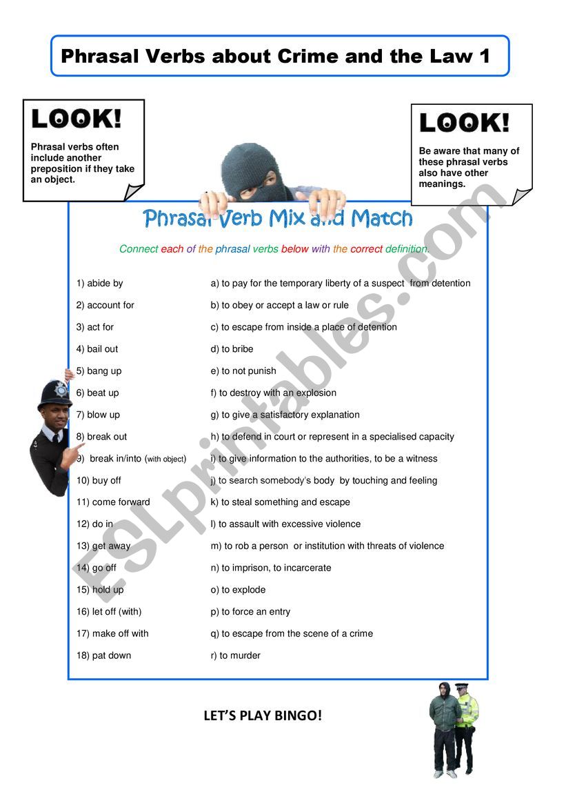 Phrasal Verbs About Crime 1 worksheet