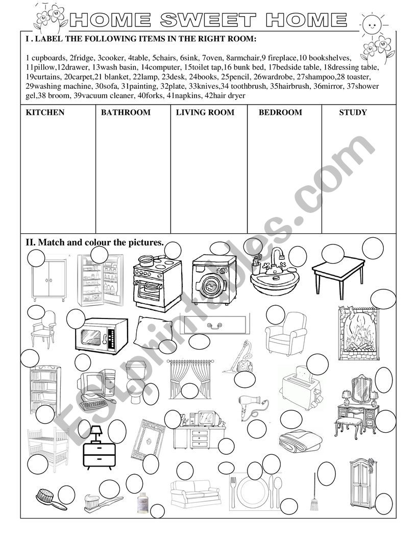 HOME SWEET HOME  worksheet