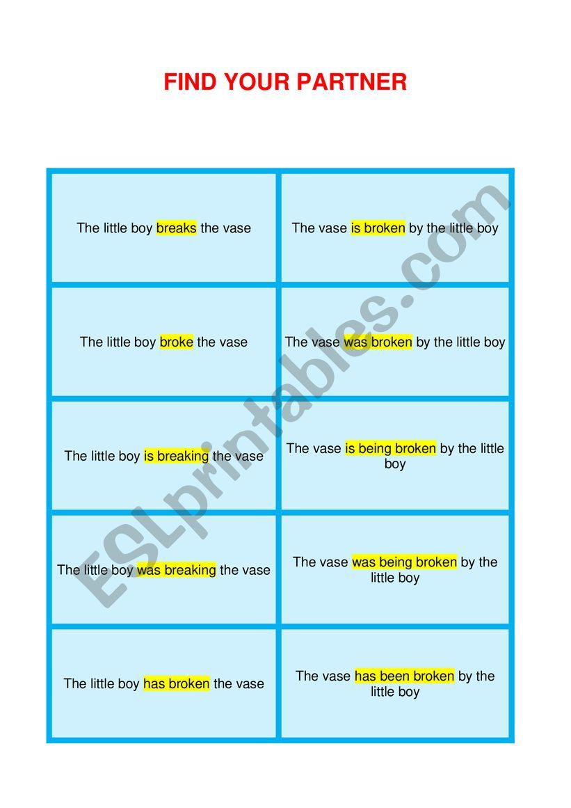 Passive Voice Game worksheet