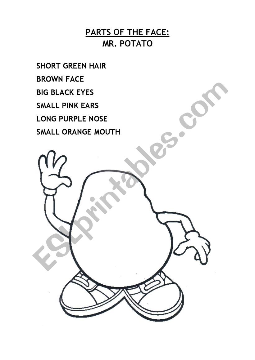 mr potatoe - body worksheet