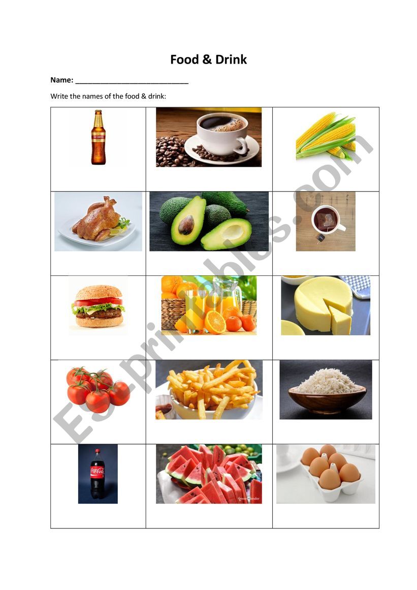 Food and drink flashcards and activity