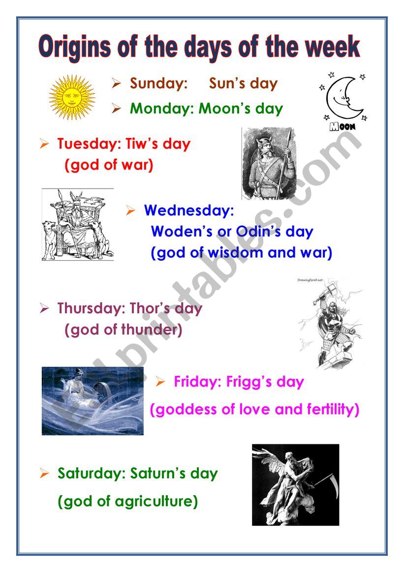 Origins of the Days of the week 