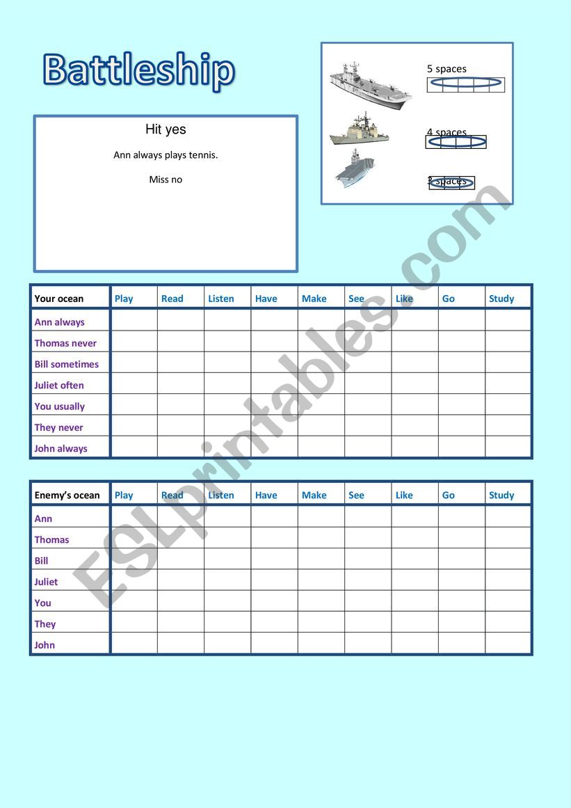 Battleship adverbs of frequency