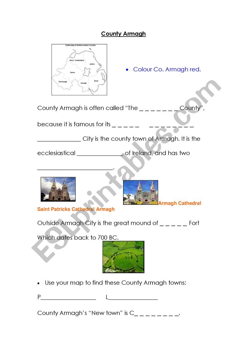 County Armagh Worksheet worksheet
