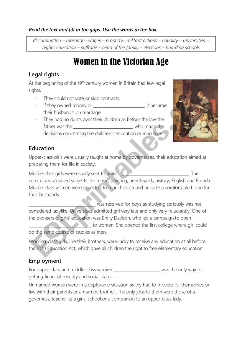 Women in history worksheet
