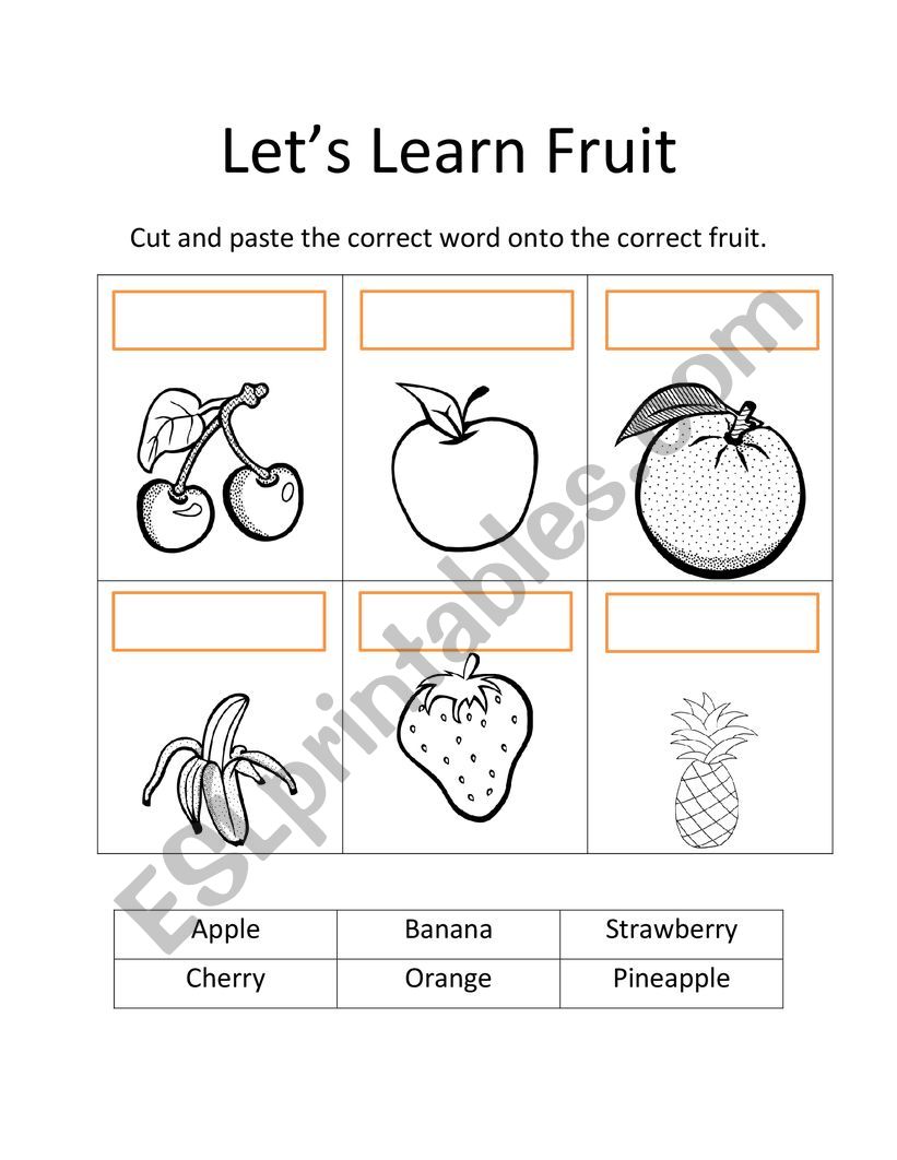 Fruit Cut and Paste  worksheet
