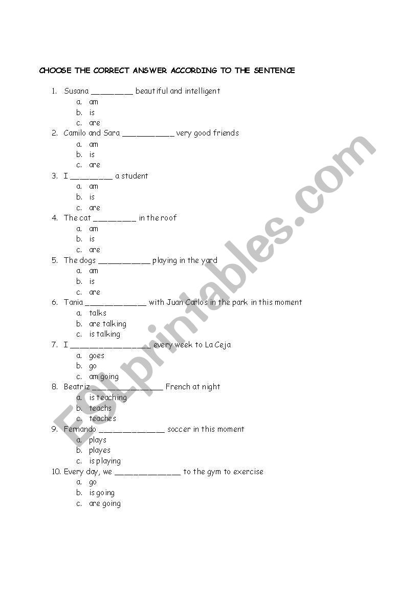 present tense worksheet