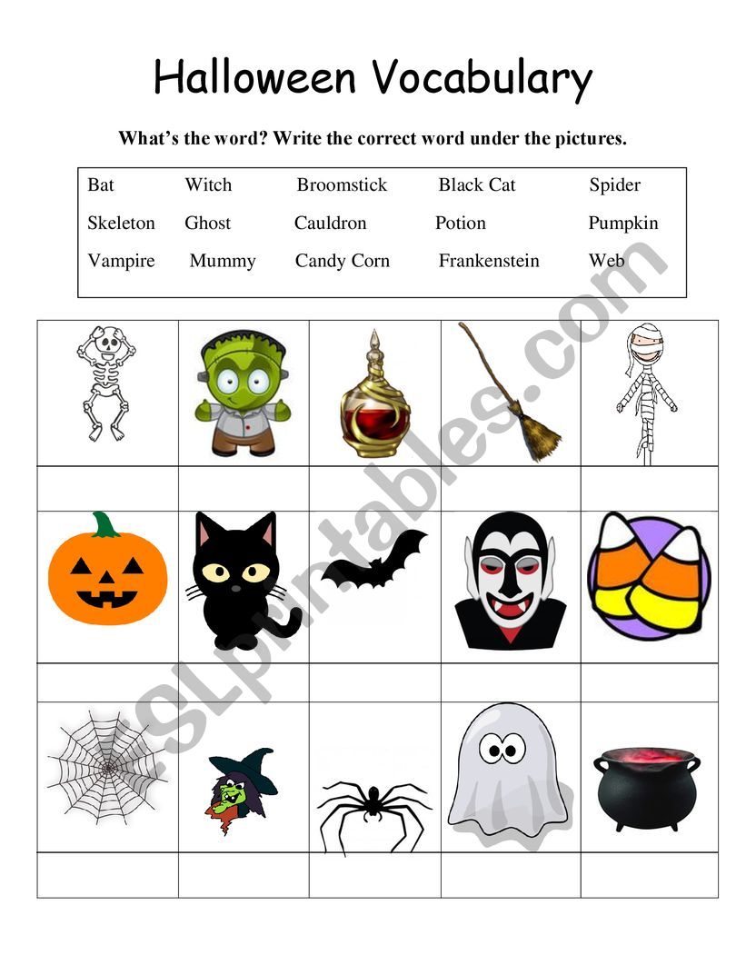 Halloween Vocabulary worksheet