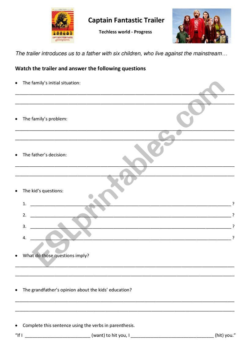 Captain fantastic trailer worksheet