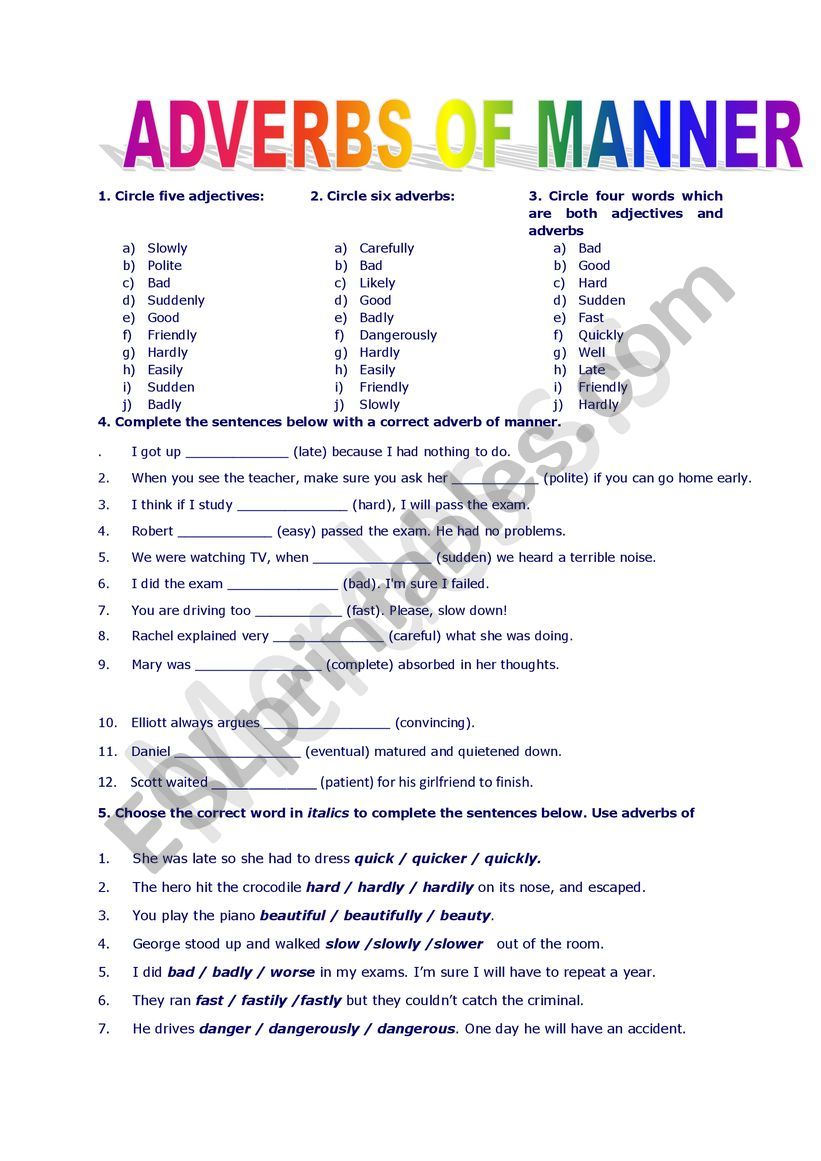 Adverbs of possibility. Adjectives adverbs of manner. Adjectives and adverbs упражнения. Adverbs of manner упражнения. Тест на adverbs of manner.