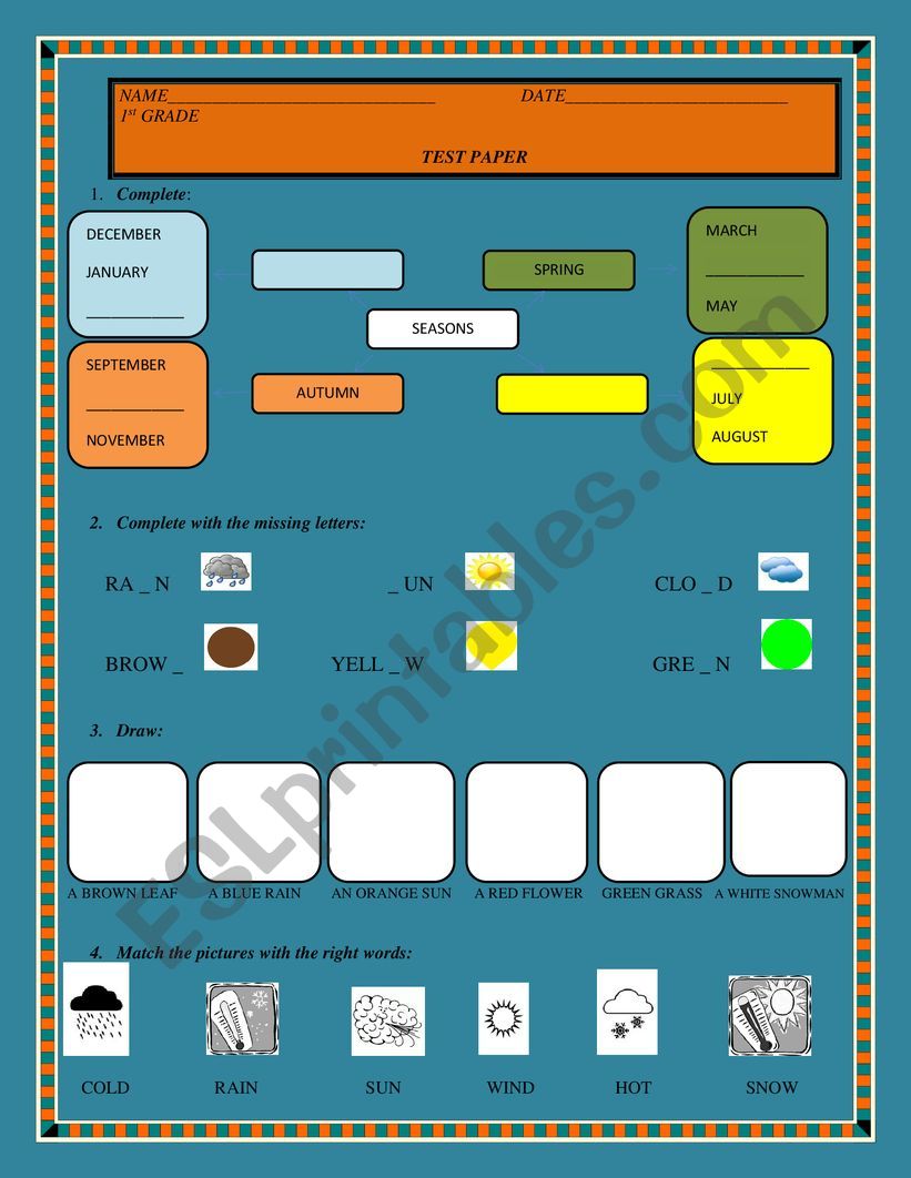 Test paper worksheet