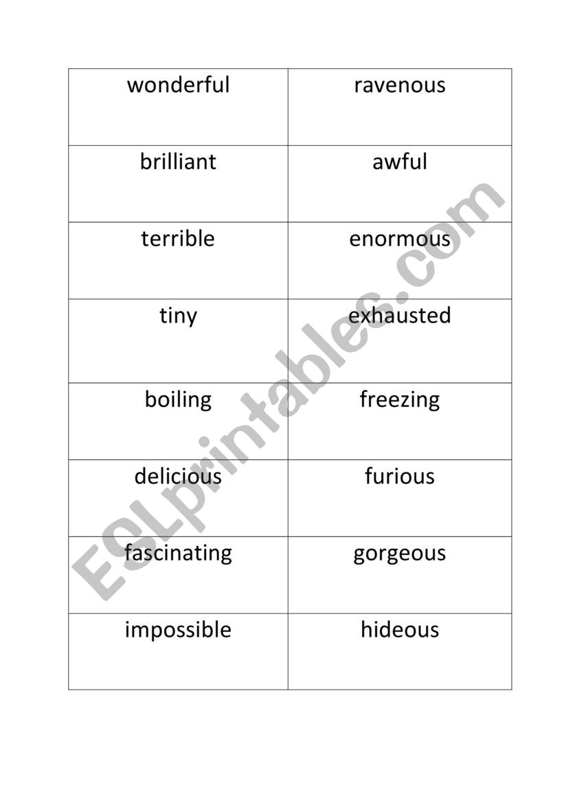 Strong adjectives worksheet
