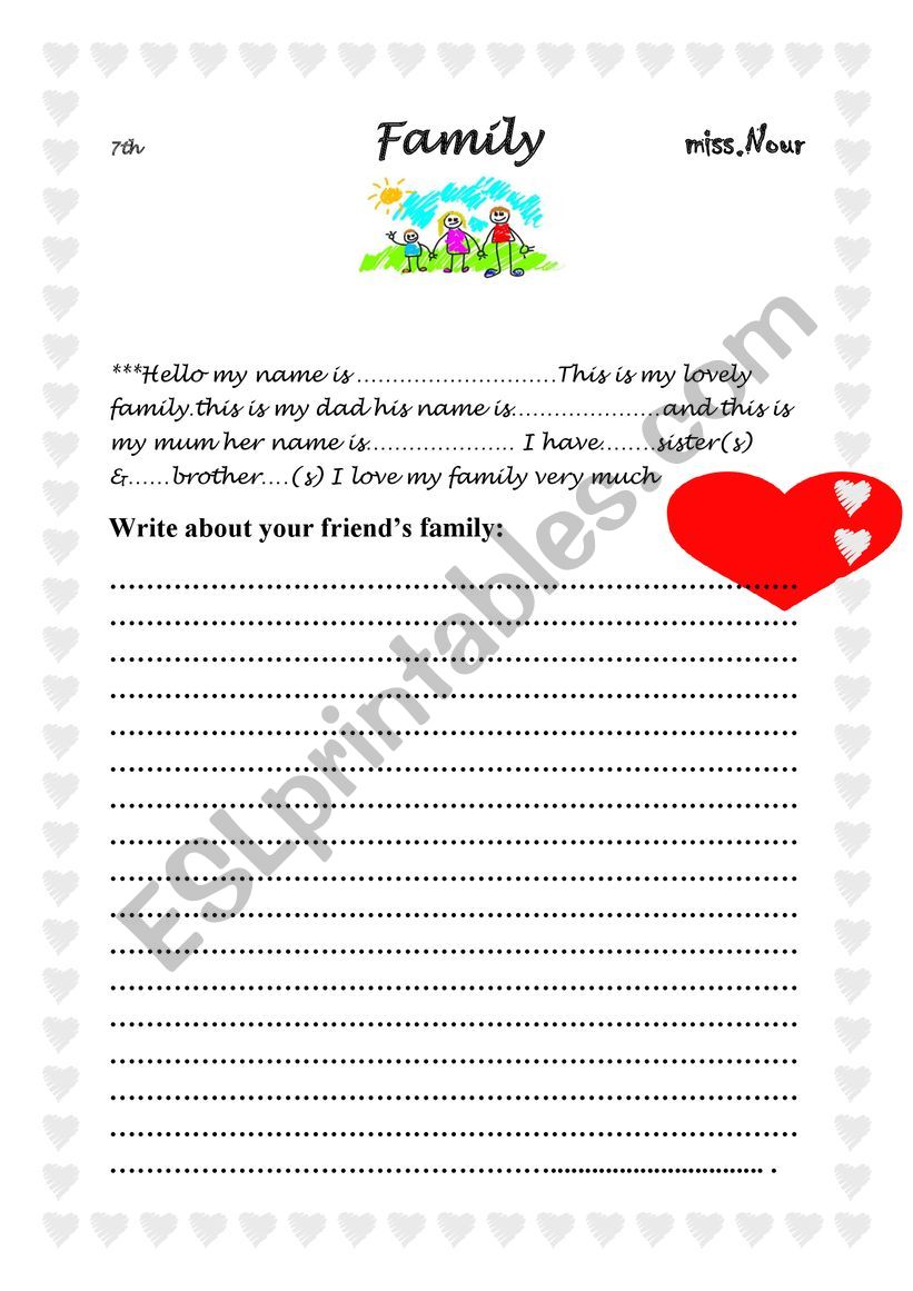 7th module1 my family  worksheet