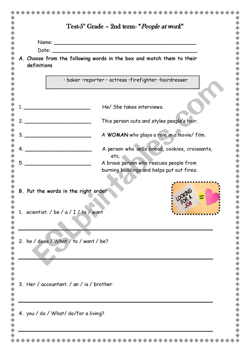 People at work worksheet