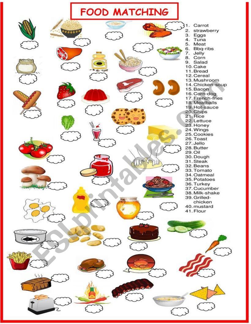 Food Matching 1 OF 3 exercise set - ESL worksheet by danielr.