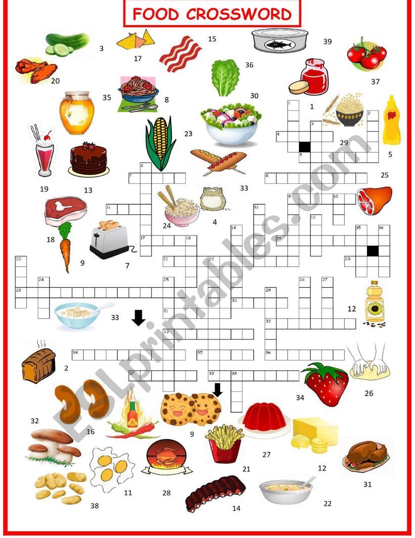Food  Crossword 1 OF 3 exercise set