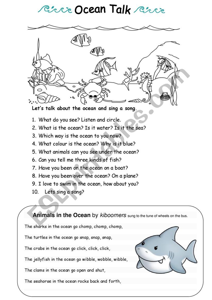 Ocean Talk worksheet