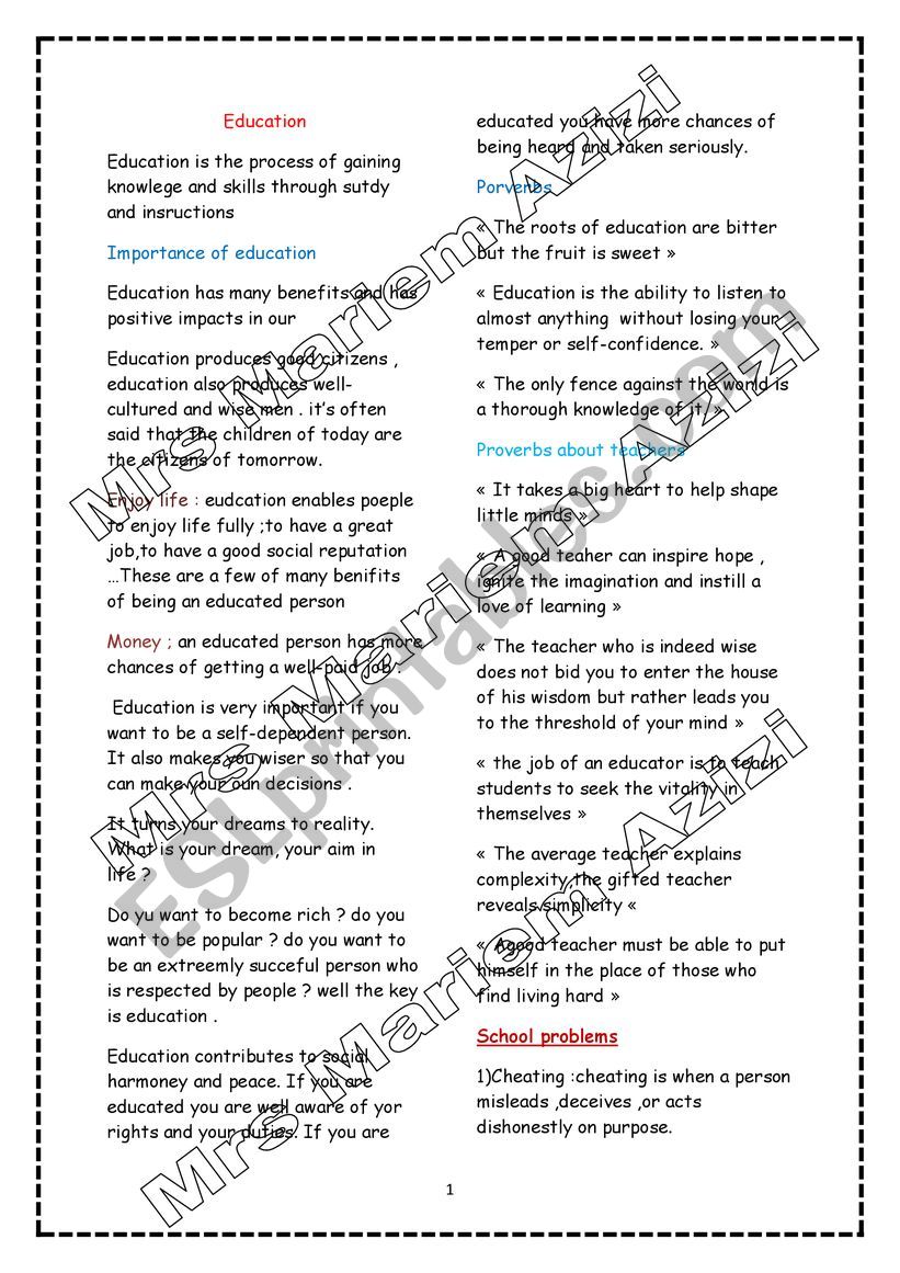 module 2 education worksheet