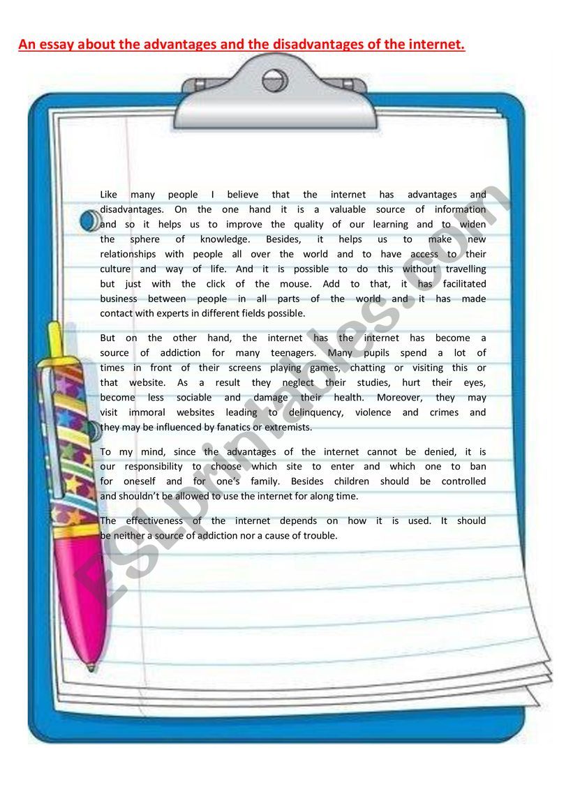 An essay   worksheet