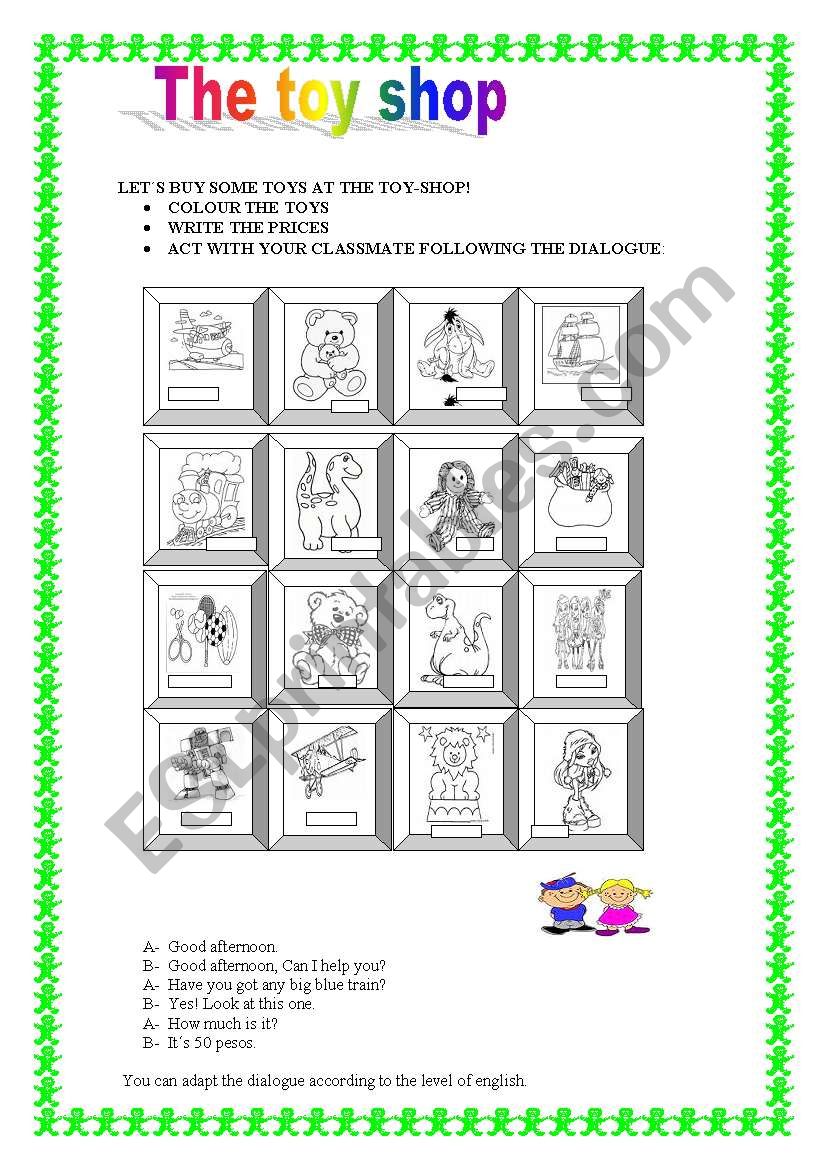 AT THE TOY SHOP 14-08-08 worksheet