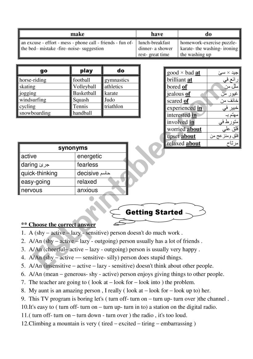 revision for top score 3 worksheet