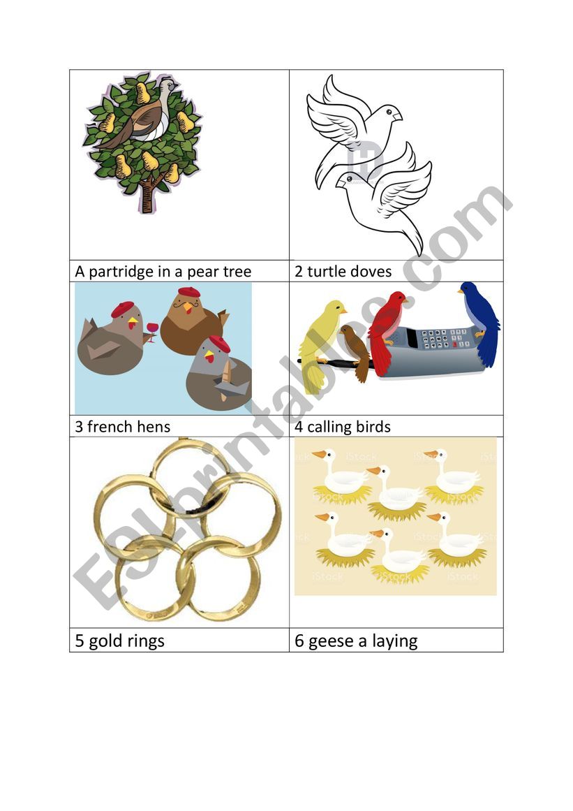 12 days of Christmas worksheet