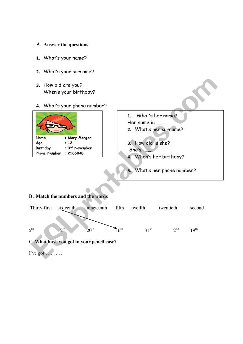 revison worksheet