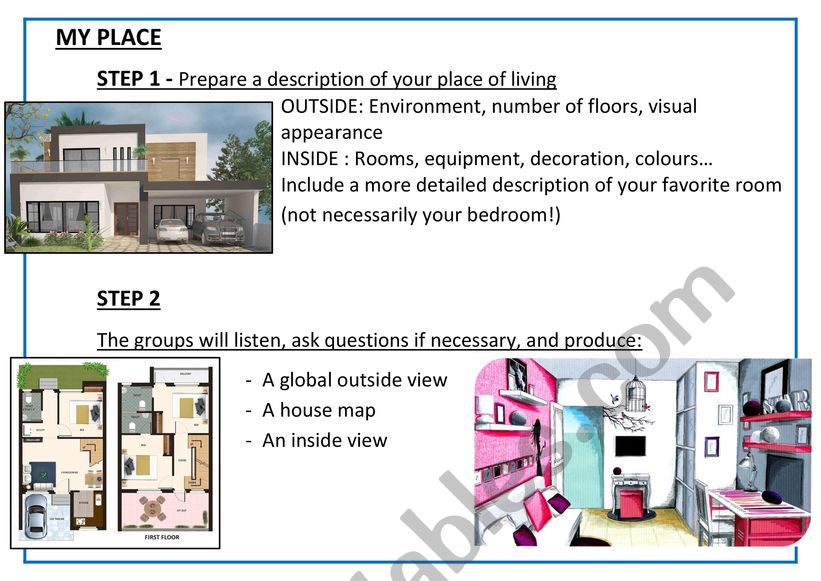 My Place - blind dictation worksheet