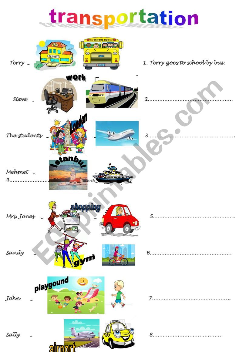 transportation worksheet