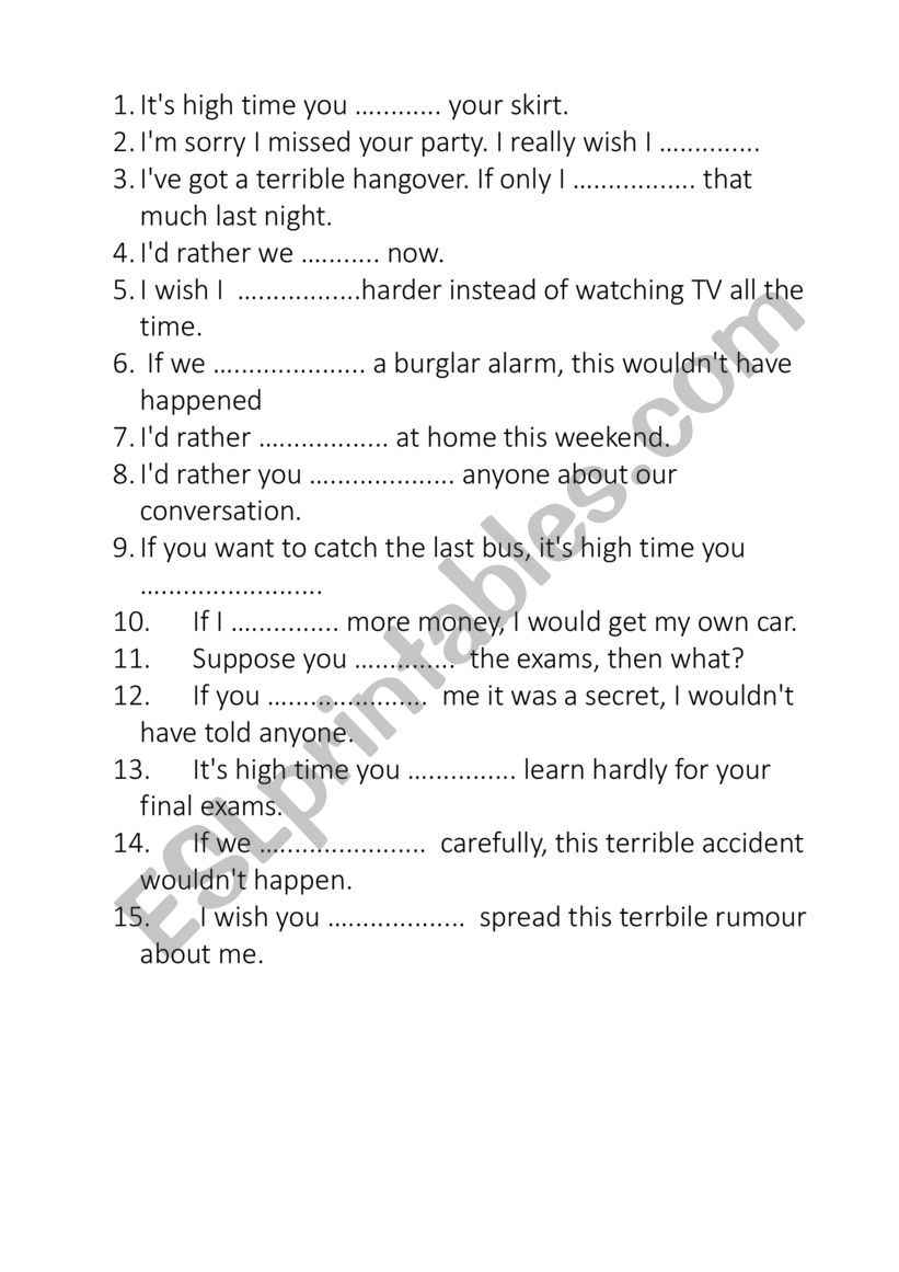 Unreal past test  worksheet