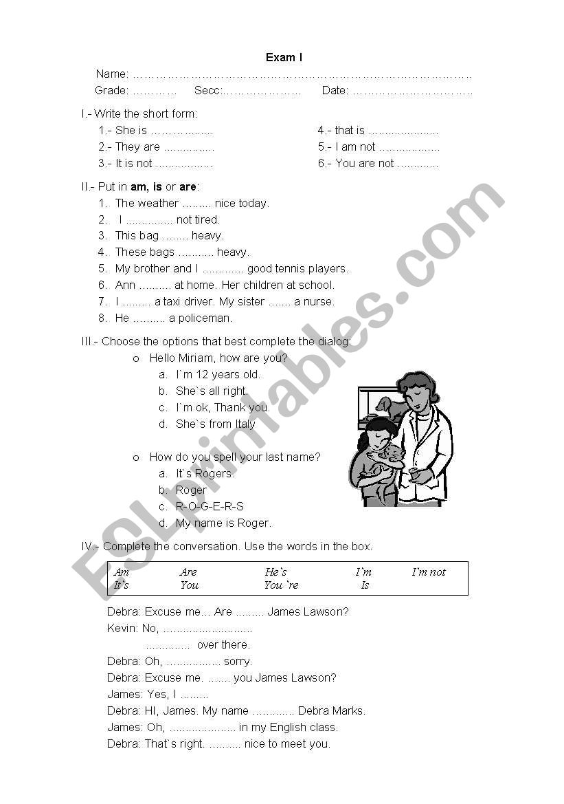 Exam present simple worksheet