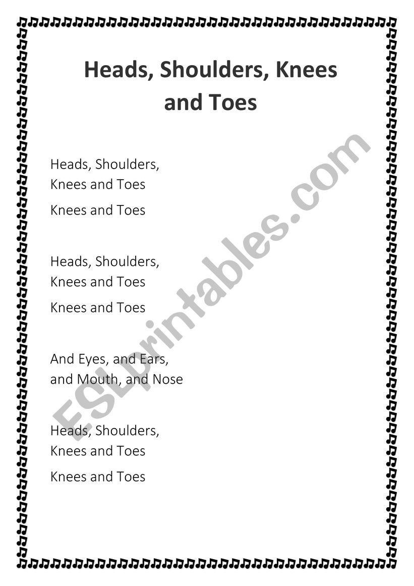 Heads, Shoulders, Knees and Toes exercise