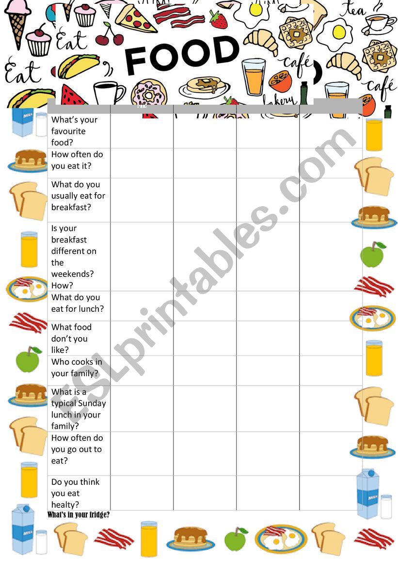 Food - Interview and Vocabulary - ESL worksheet by eva.trauner