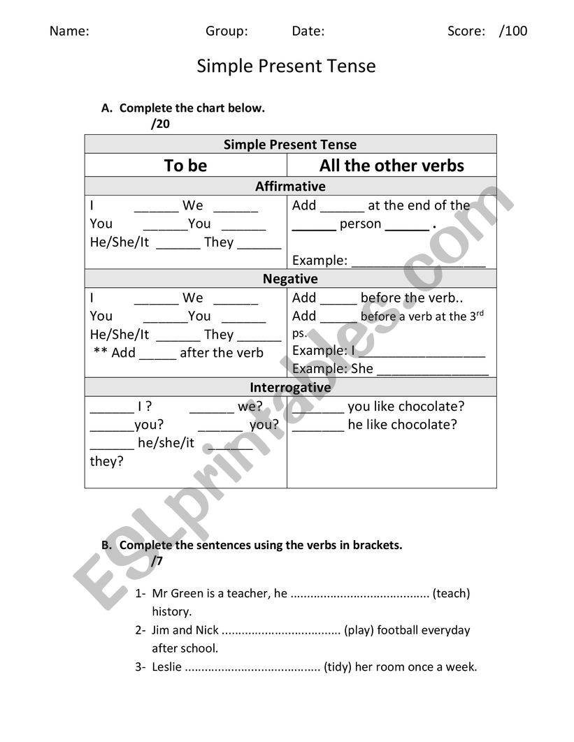 Simple Present VS Simple Past worksheet