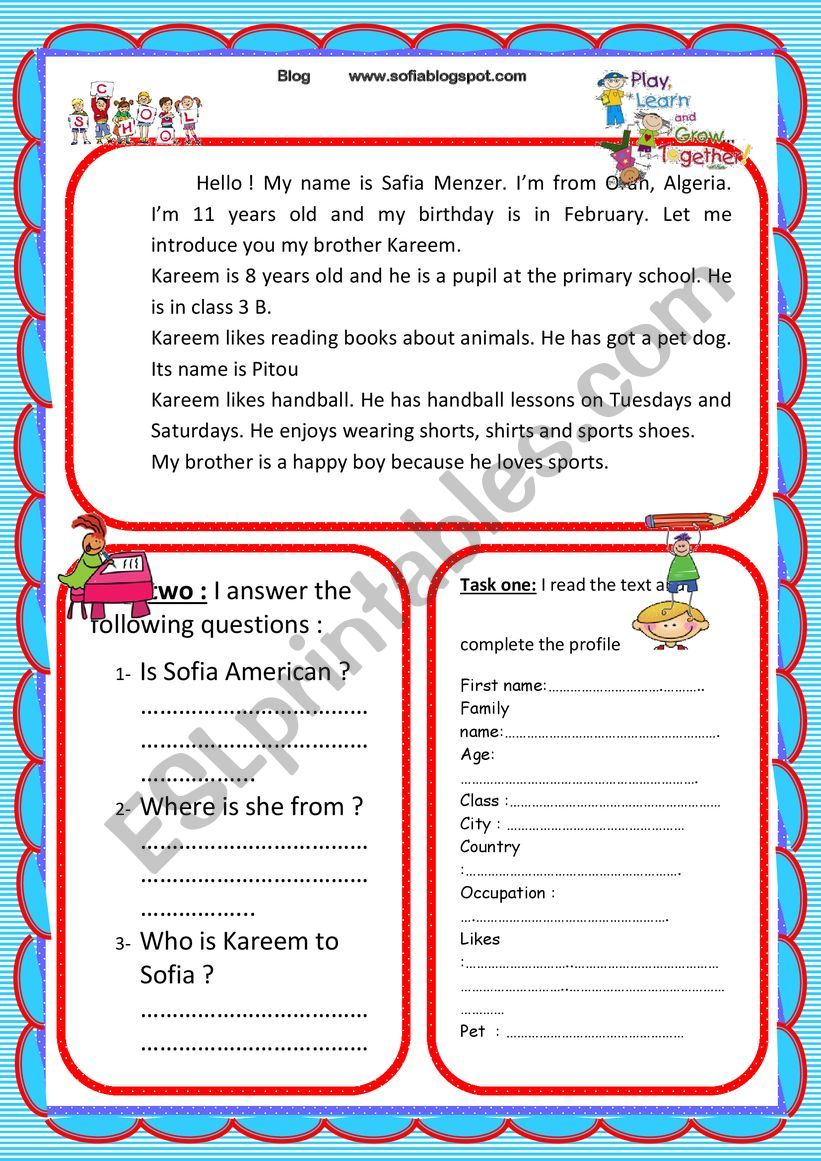 introducing oneself worksheet