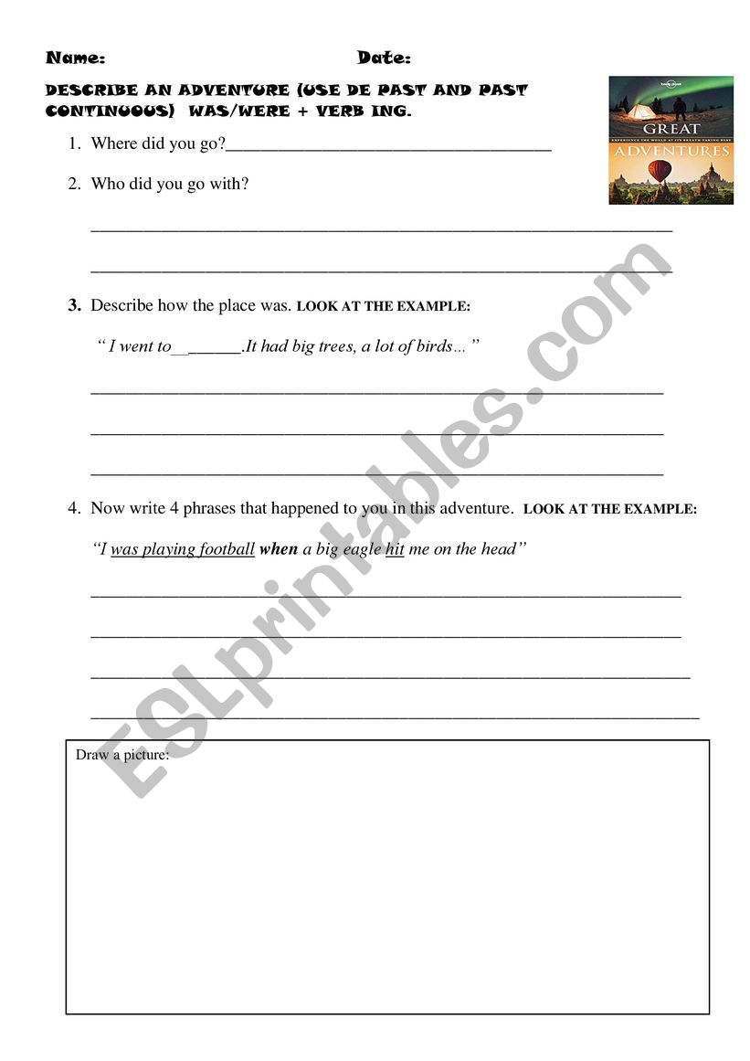 Great adventure worksheet