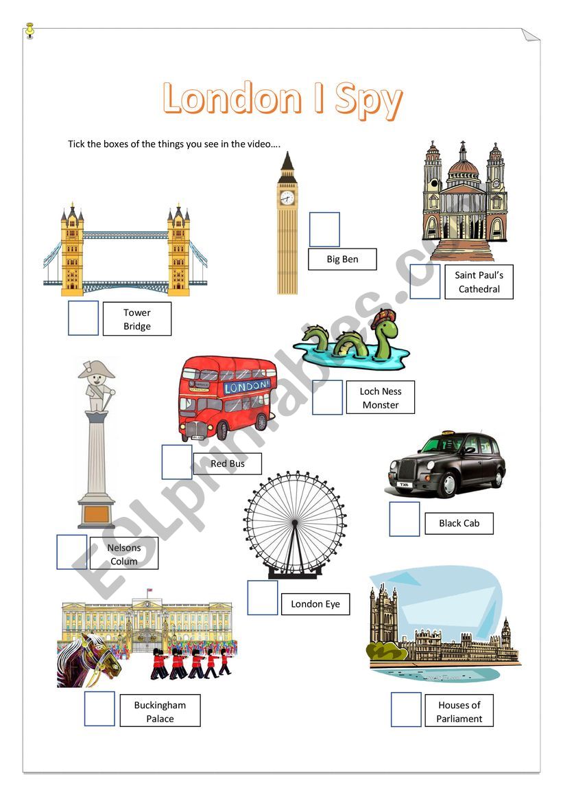 London I spy worksheet