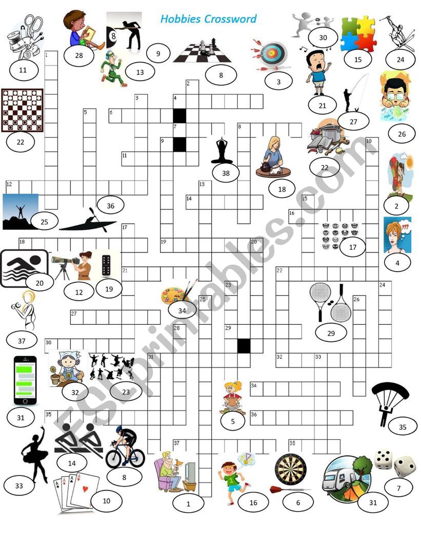 HOBBIES  CROSSWORD 3 OF 3 exercise set