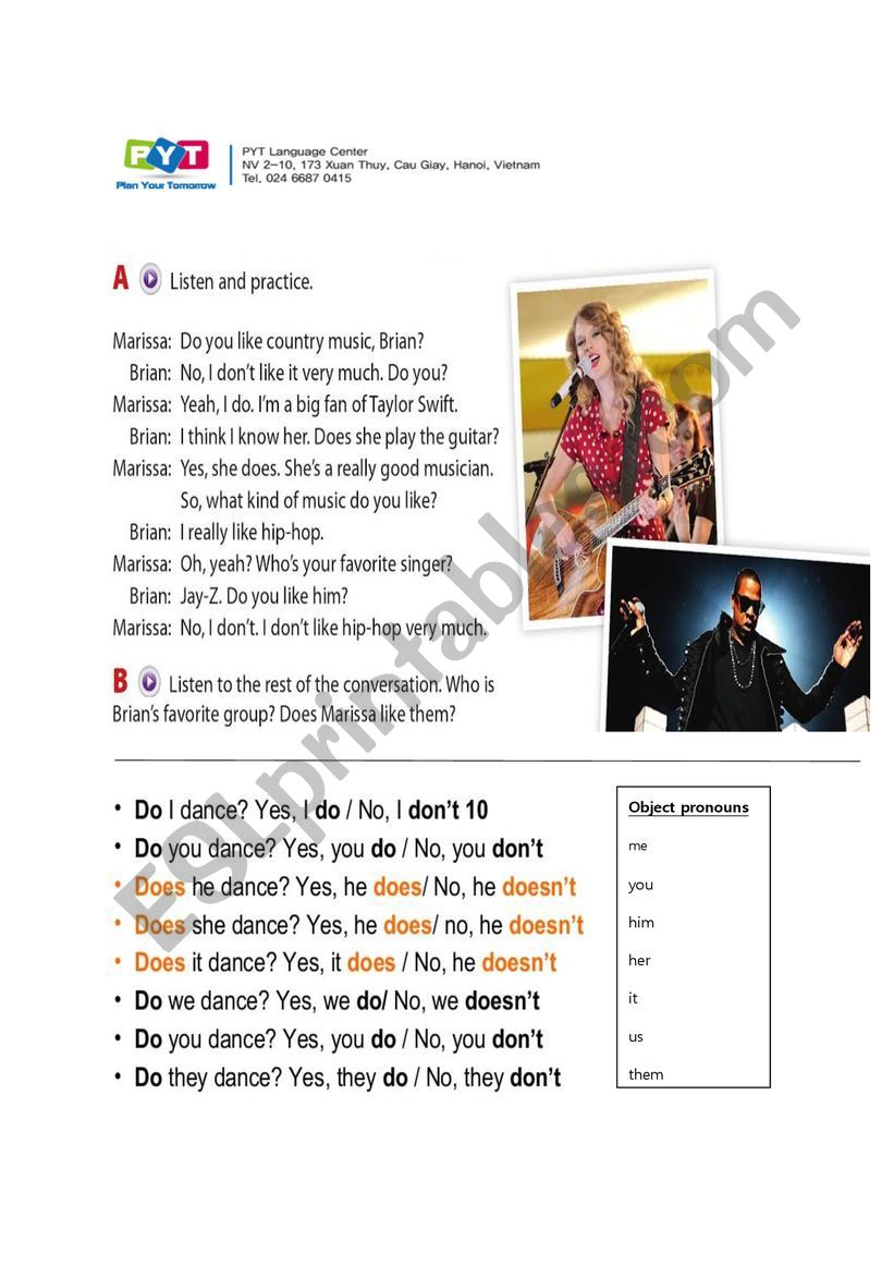 Entertainment worksheet